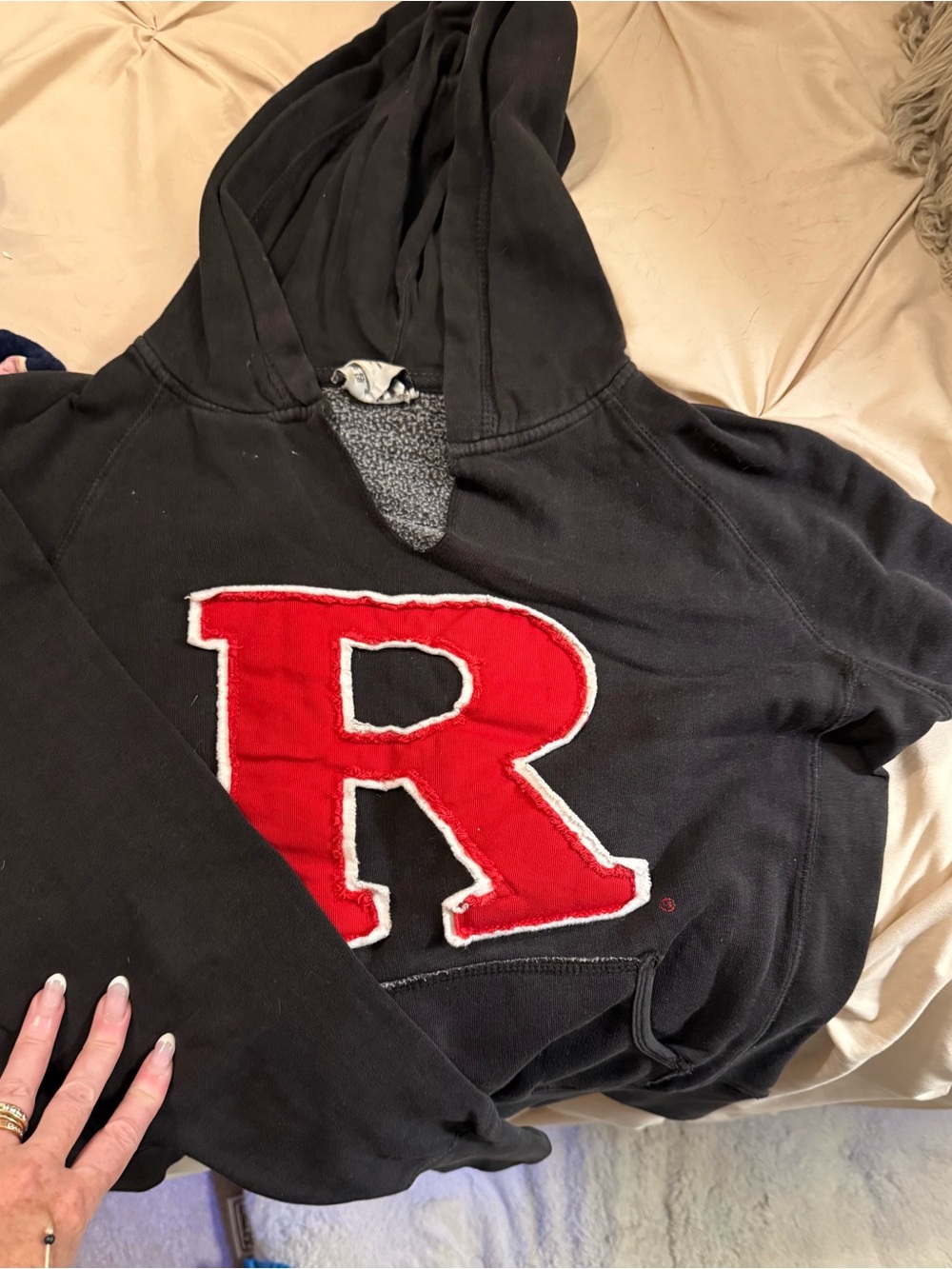 Black Hoodie with Large Red 'R' Patch